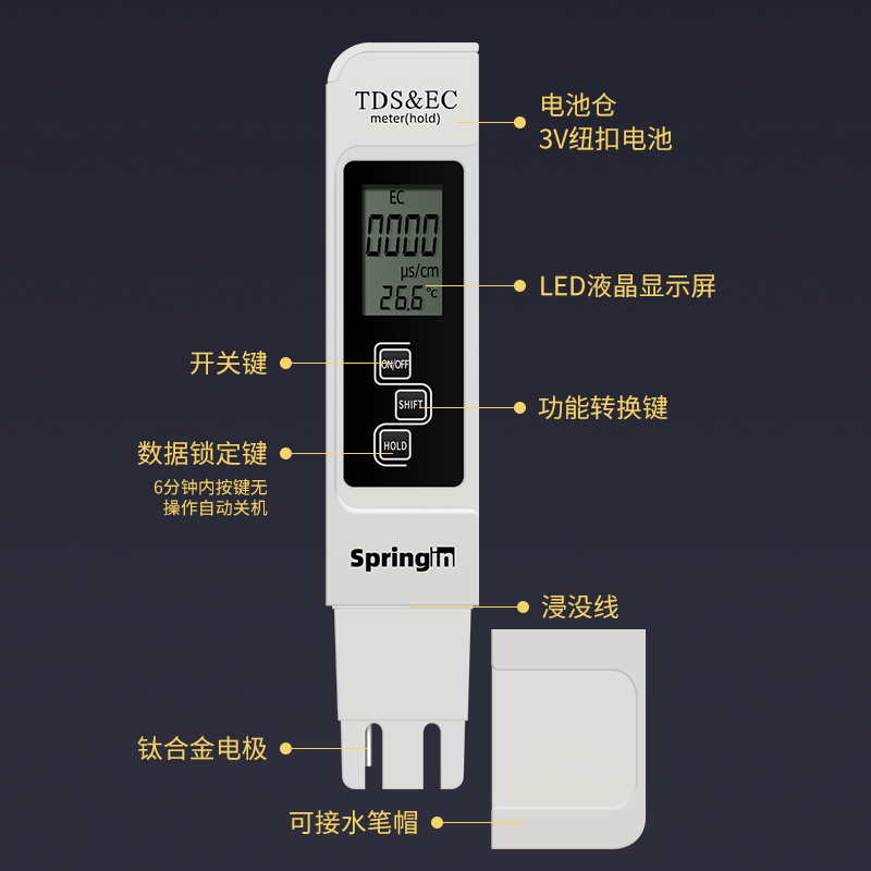 TDS水质检测笔饮用水高精度家用净水器纯净自来水多功能温度测试 - 图1