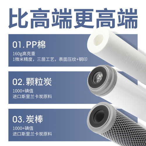 诺华清源10寸高端净水器滤芯家用直饮机通用PP棉椰壳活性炭三级 - 图0
