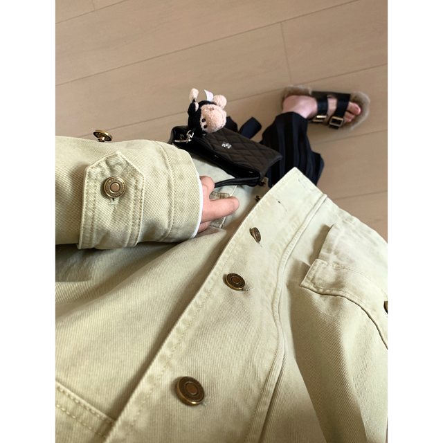 Pu leather lapel splicing wash cotton khaki windbreaker jacket
