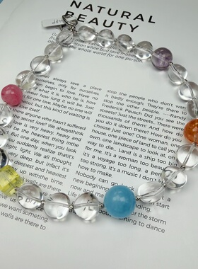 原创 天然白水晶糖豆多宝轻奢气质项链 饰品 小众设计质感