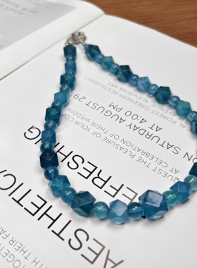 原创 天然魔鬼蓝海蓝宝奢华大气小众项链礼物潮流饰品