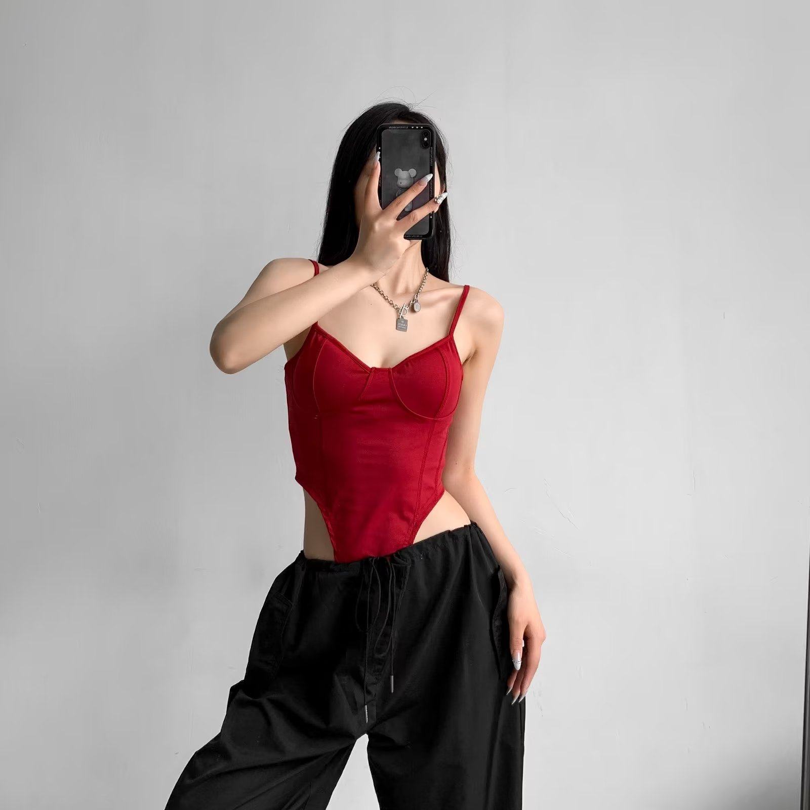 辣妹性感女背心无袖露背胸型短款小吊带深V领清凉短款上衣内搭衫,淘宝优惠券,粉丝福利购,淘宝优惠卷