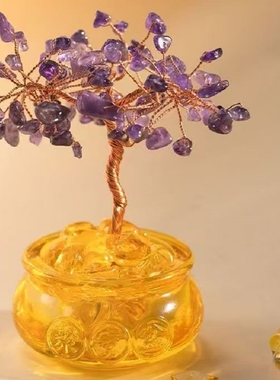 九紫离火客厅桌面发财树摆件