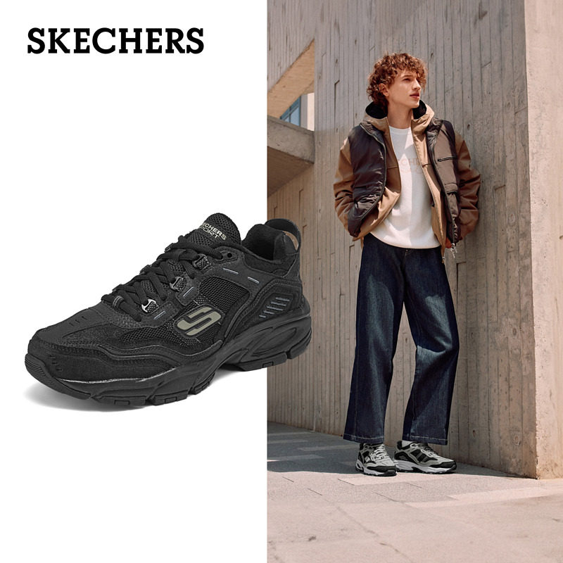 斯凯奇冬季男子加绒户外老爹鞋厚底保暖潮流舒适百搭运动休闲鞋