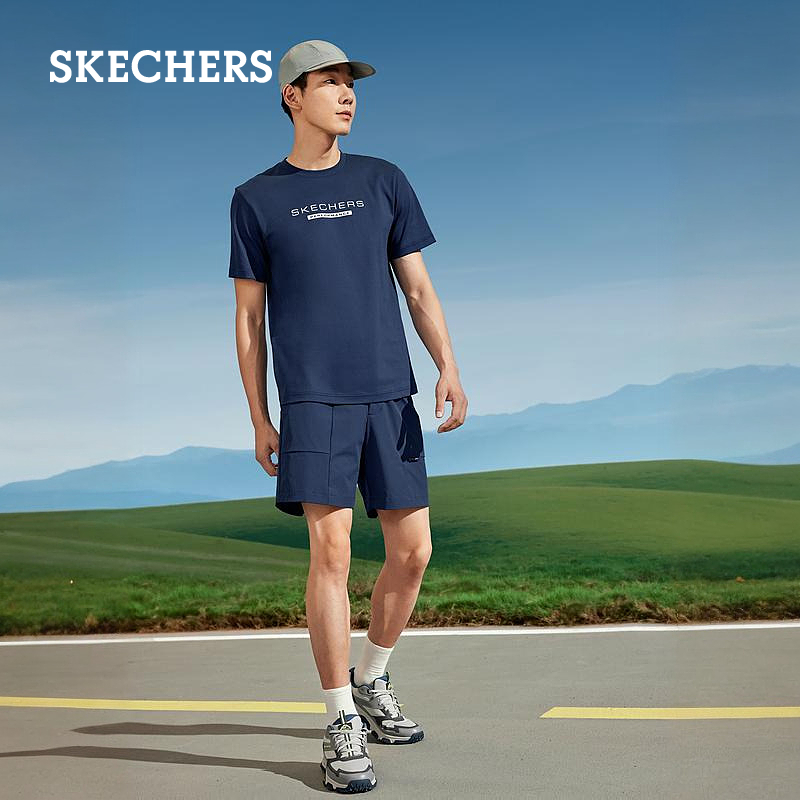 Skechers斯凯奇2024夏季男装短裤吸湿速干轻盈梭织直筒裤休闲裤子 - 图3