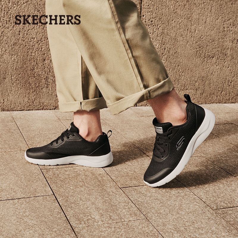 skechers斯凯奇夏季透气网面男鞋厚底黑色运动休闲鞋低帮跑步鞋 - 图2