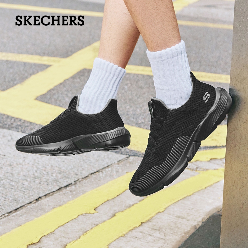 Skechers斯凯奇男士夏季透气网鞋一脚蹬休闲鞋轻便软底网面运动鞋 - 图1