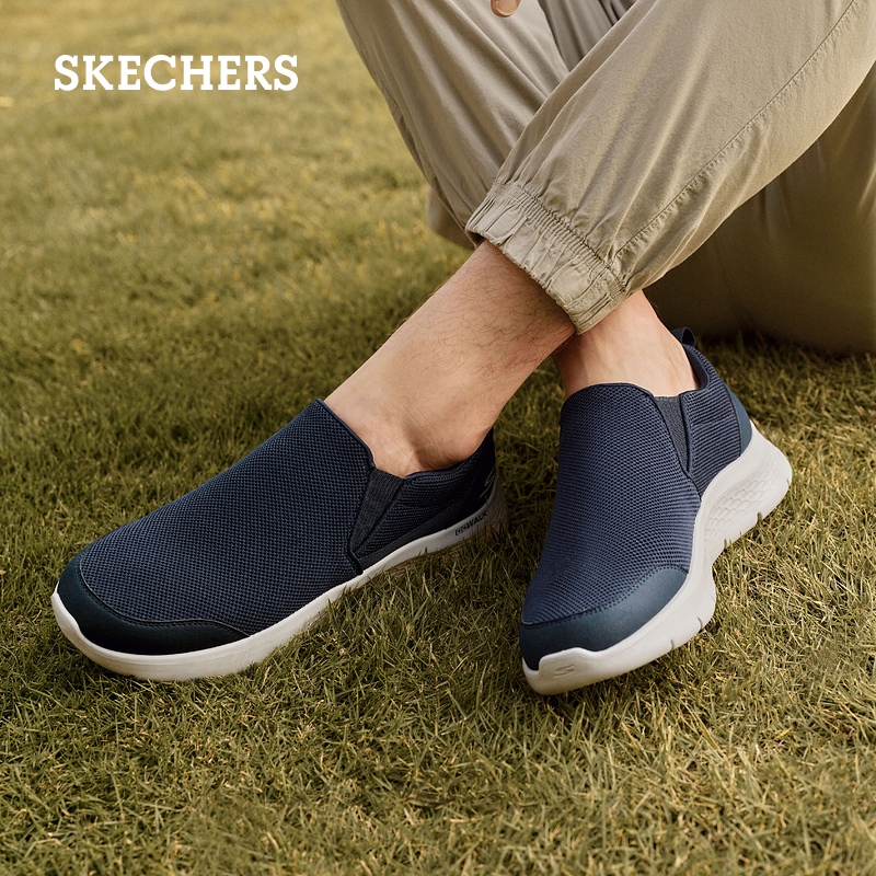 Skechers斯凯奇春季男鞋轻质一脚蹬健步鞋老人鞋运动休闲鞋乐福鞋