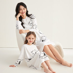盛凯安琪亲子睡裙女童睡衣夏季薄款女孩日系卡通母女装儿童家居裙