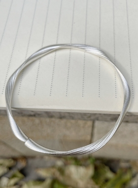 足银999古法磨砂扭纹手镯