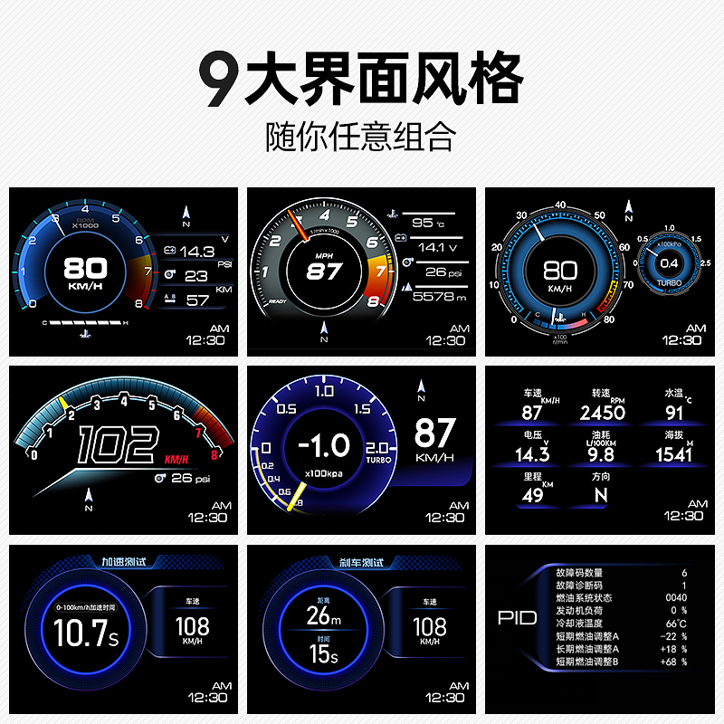 自安平显A500 OBD+GPS行车电脑车载显示器便携HUD抬头显示器平视 - 图2