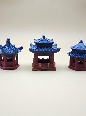 创意古风树脂凉亭模型摆件