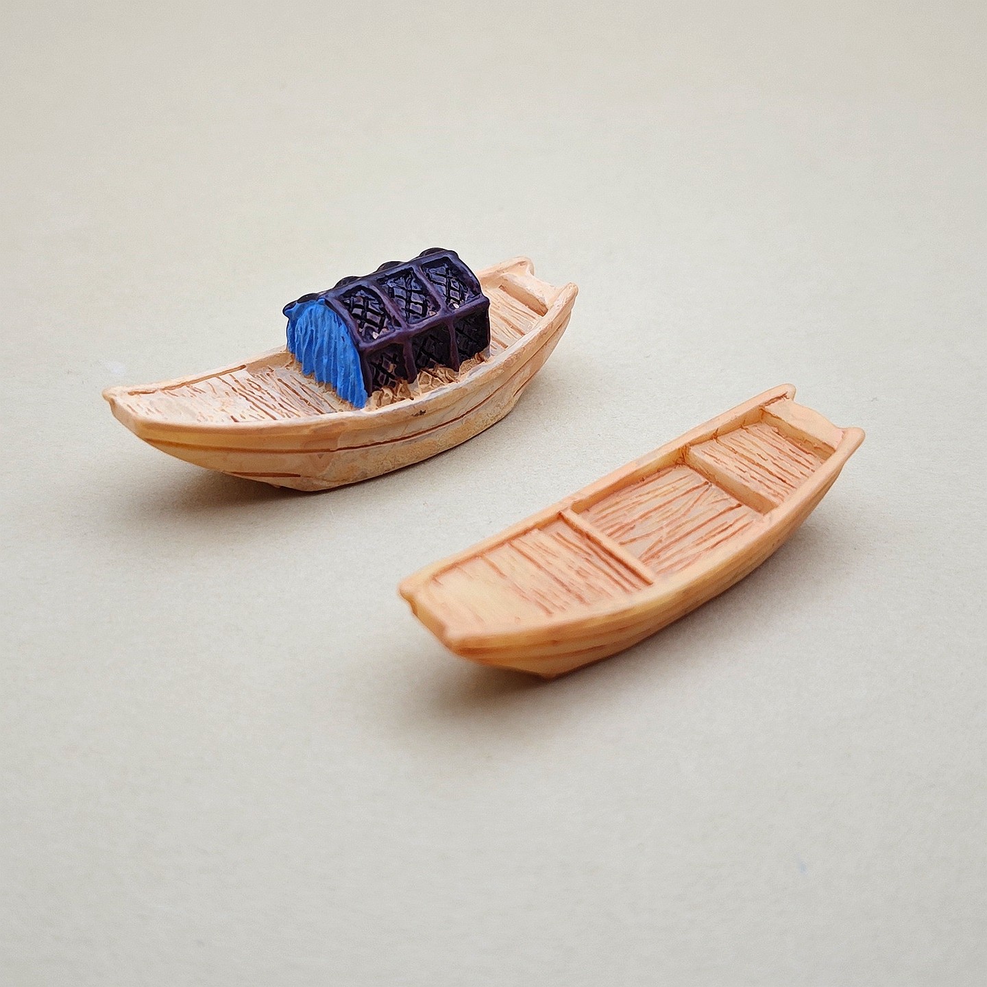 江南小船渔船乌篷船 微景观摆件仿真模型DIY树脂桌面装饰鱼缸造景 - 图0