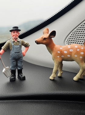 仿真PVC小马鹿微景观车载摆件