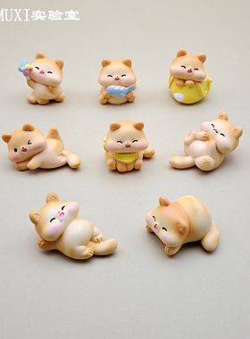 仿真动物创意可爱胖胖小猫咪公仔橘猫模型树脂微缩摆件桌面装饰品