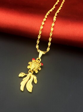 镀24K仿黄金双眼小金鱼吊坠镶红钻 女神款时尚 吊坠营销礼品