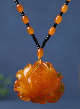 老蜜蜡毛衣链 10元模式 红色女款蜜蜡毛衣链 蜜蜡随形项链