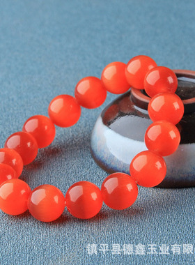 粉色猫眼石手链 女式粉猫眼手链 简约女款红色手串