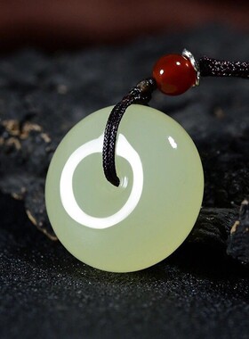 碧玉外蒙料平安扣 阿富汗白玉平安扣 新疆和田白玉碧玉黄口料