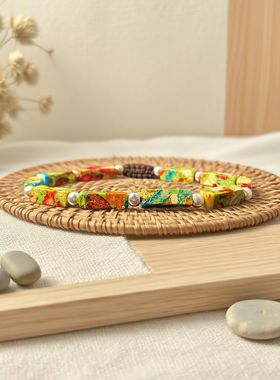 temu希音TK跨境爆款手链 天然石多巴胺编织手绳手工手串 欧美热卖