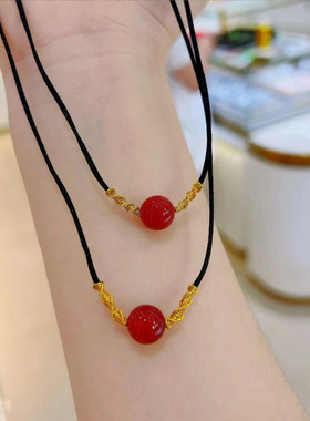 A级红玛瑙可过证书周家同款手链鸿运当头项链相思豆金线直播代发