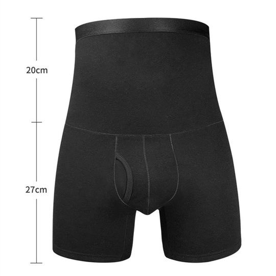Men's high waist underwear men's pure cotton belly protection waist protection belly anti-wear legs boxer pants lift hips plus size boxer pants slits