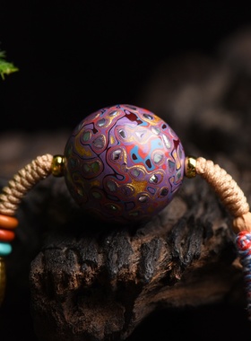 薰衣草紫大漆珠手搓棉线锁骨链