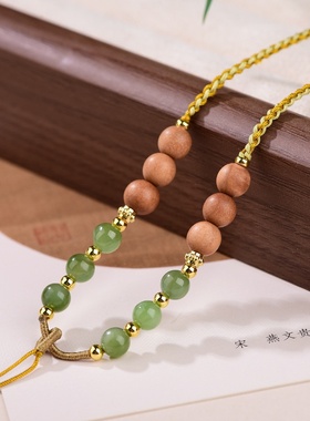 手工编织细款和田玉吊坠项链绳