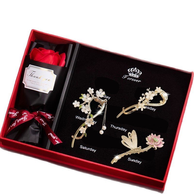 蜻蜓荷花发夹感精致气质后脑勺盘发抓夹鲨鱼夹生日礼物送女生,淘宝优惠券,粉丝福利购,淘宝优惠卷