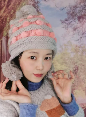关关雎鸠毛线帽子韩版女秋冬无檐