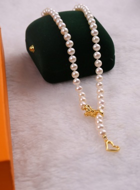 老张珍珠 5~6mm淡水珍珠项链双戴注金配件简约气质 珍珠项链