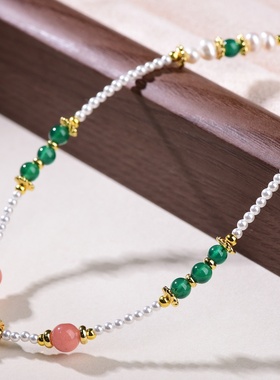 轻奢小众贝珠锁骨链唐卡佛牌吊坠