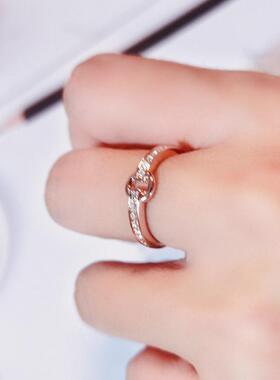 玫金色百搭平安扣戒指女