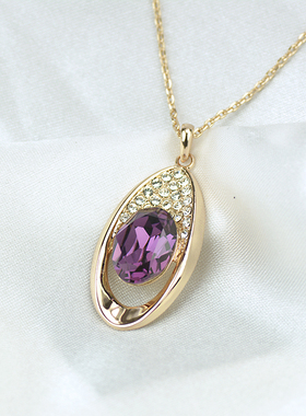 紫色水晶时尚简约轻奢小众锁骨链