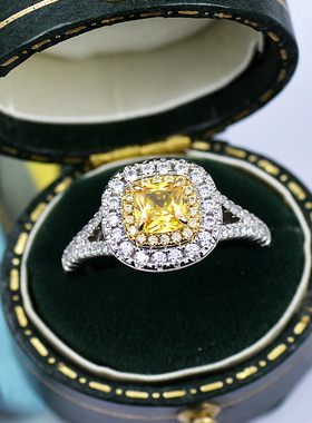 轻奢女款黄水晶复古巴洛克装饰戒