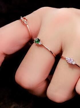 14K金色水晶女款宝石简约小钻戒