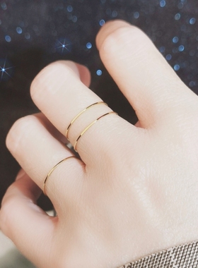 巨细不掉色18k色极简素圈戒指女