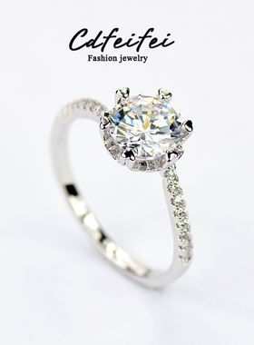 仿莫桑石六爪雪花锆石女排钻克拉