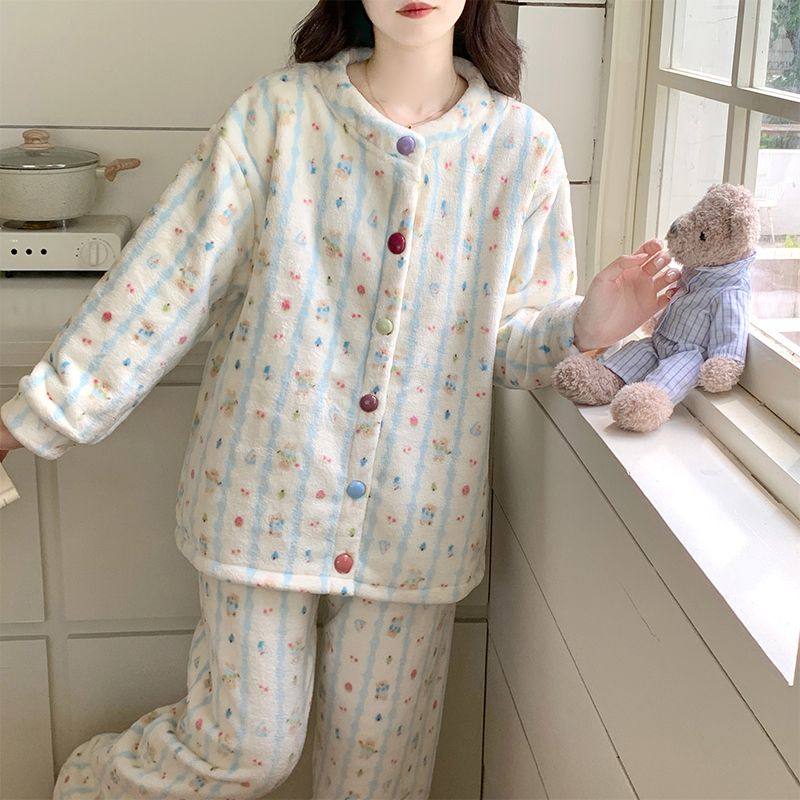 法兰绒睡衣女士秋冬季珊瑚绒加厚甜美卡通学生少女冬款家居服套装,淘宝优惠券,粉丝福利购,淘宝优惠卷