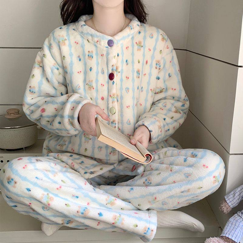 法兰绒睡衣女士秋冬季珊瑚绒加厚甜美卡通学生少女冬款家居服套装,淘宝优惠券,粉丝福利购,淘宝优惠卷