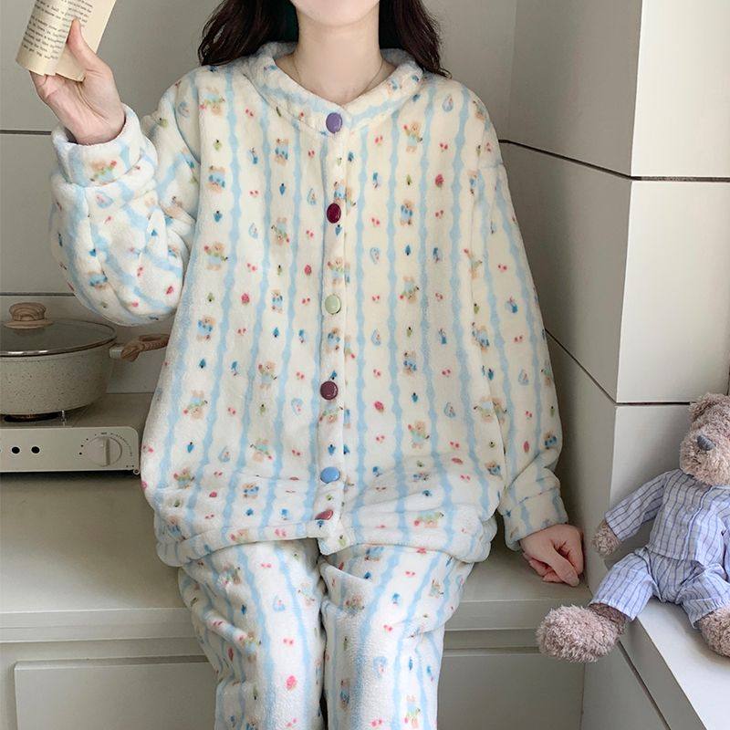 法兰绒睡衣女士秋冬季珊瑚绒加厚甜美卡通学生少女冬款家居服套装,淘宝优惠券,粉丝福利购,淘宝优惠卷