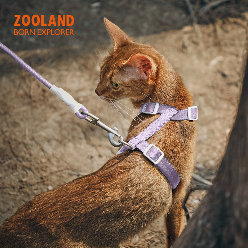 ZOOLAND域揽猫咪牵引绳可调节耐用高颜值背心式宠物绳工字型猫绳 - 图1