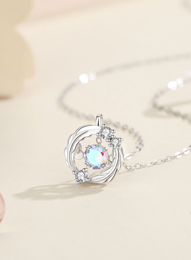 珍·如金 羽你相伴跳动的心天使之羽月光之心高级感S925银项链女