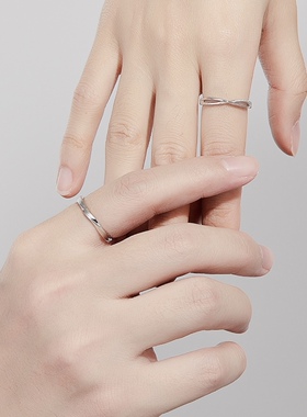 可定制刻字VANA莫比乌斯环开口素圈对戒可调节小众设计戒指男女