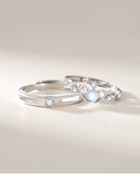 【可定制刻字】VANA万娜月光恋人戒指纯银素圈简约情侣男女对戒