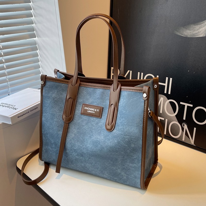 高级感大包包女2025新款秋冬撞色单肩斜挎包大容量百搭手提托特包,淘宝优惠券,粉丝福利购,淘宝优惠卷