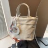 Canvas portable bucket bag fashionable casual crossbody bag