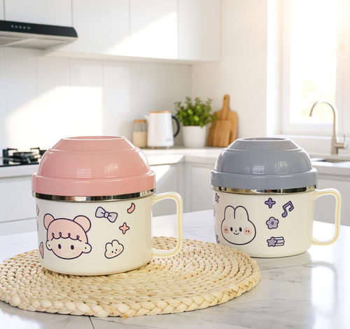 304不锈钢新款饭盒带盖学生快餐杯泡面碗上班族宿舍成人碗筷套装 - 图0