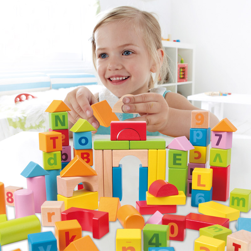 Hape 80粒积木玩具拼装益智桶装婴儿宝宝儿童1-2周岁可啃咬大颗粒 - 图2