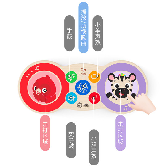 Hape智能触感多功能电子鼓宝宝手拍鼓婴儿童益智玩具音乐0-1岁6月